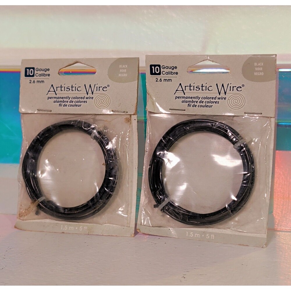 Artistic Wire Black 10 Gauge 2.6mm Jewelry Craft Wire 5ft Each Lot of 2 NEW